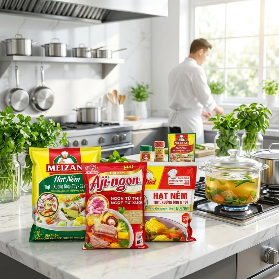 Hạt nêm các loại cho bếp ăn (Knorr, Aji-ngon, Meizan)